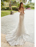 Ivory Embroidered Lace Sexy Wedding Dress With Tulle Train